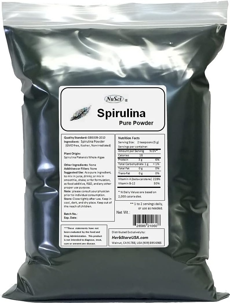 Spirulinapoeder 500g (1.1lb) Bulk zuiver vers