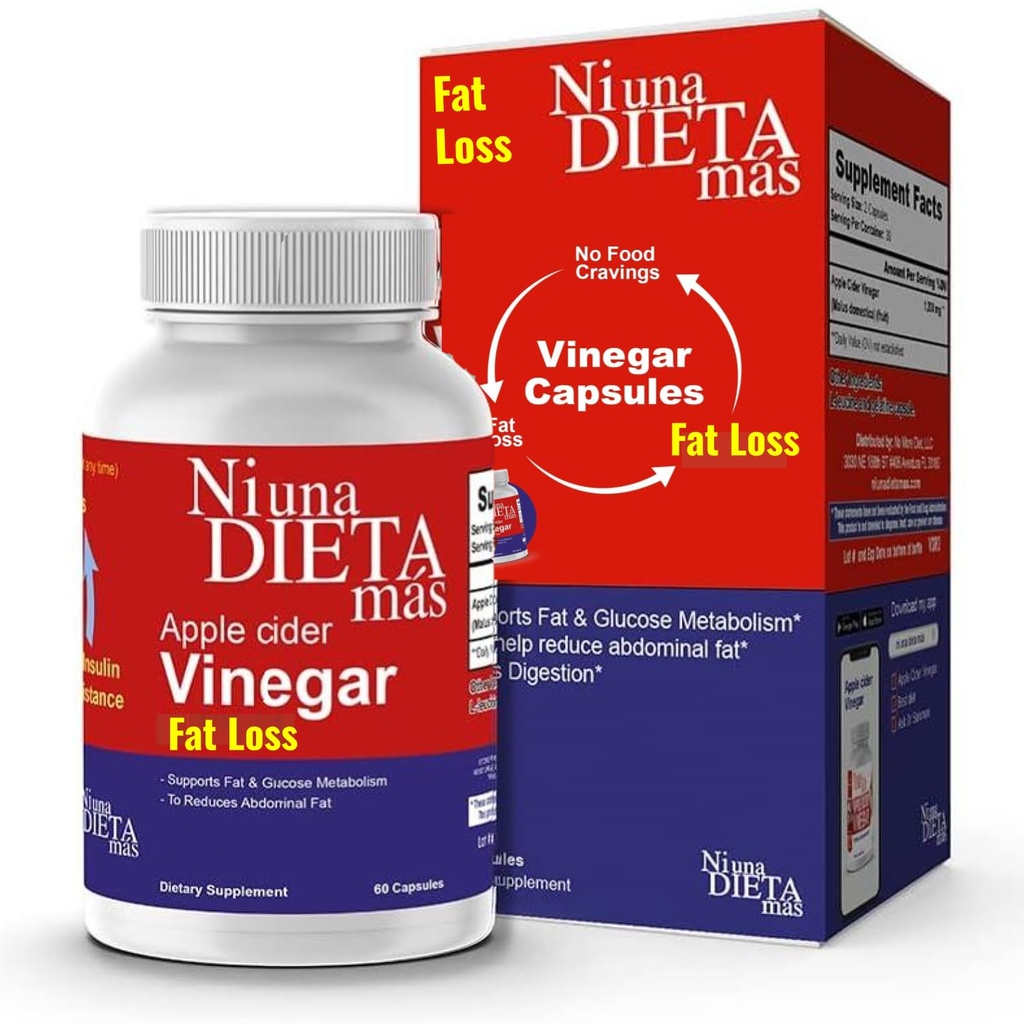 Verminder buikvet - Apple Cider Vinegar Capsules - Beste voor gewichtsverlies - NI UNA DIETA MÁS