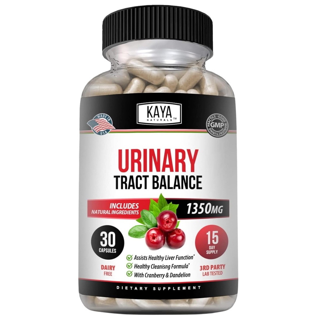 Kaya Naturals - D-Mannose - Urinaire Tract UT Cleanse & Bladder Health - Made with Cranberry, Hibiscus & Dandelion Root - D Mannose Capsules Cranberry Supplement - 30 Veggie Capsules