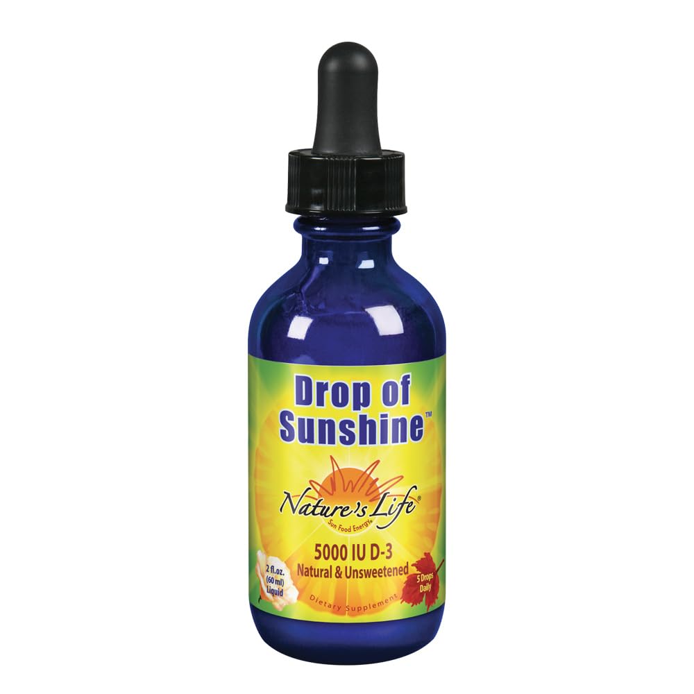 Nature's Life Drop of Sunshine Vitamine D-3 Drops in Organic Extra Virgin Olive Oil & Coconut Oil 5000IU-Support des os forts et système immunitaire