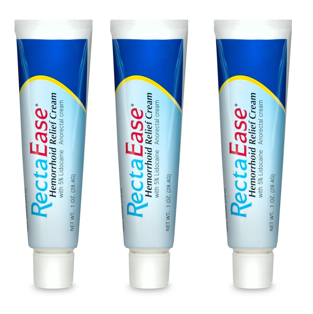 Globe RectaEase 5% Lidocaine (3 Pack) Aambei Relief Cream 1 oz Tube, Anorectal Cream, Rapid Numbing Relief, Aambei behandeling van jeuk en brandwonden