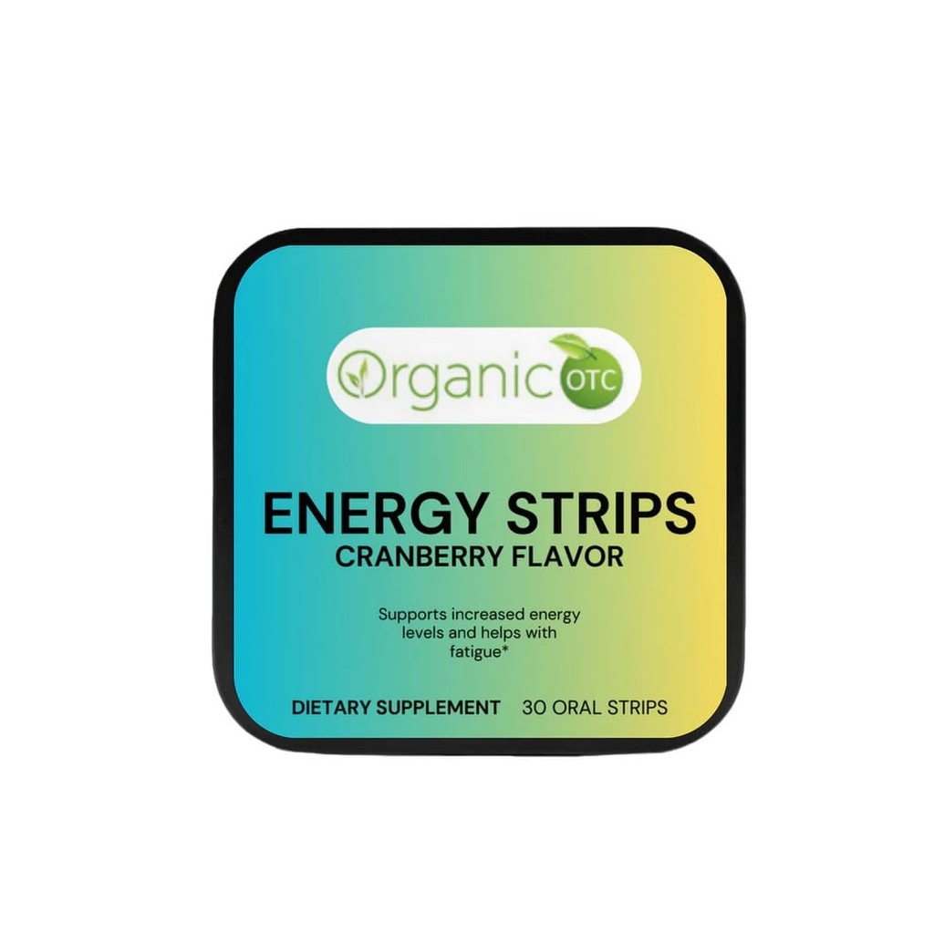 Energie Strips - Handige dagelijkse energie verbeteren, ondersteunt vitaliteit en focus, verfrissende Cranberry Smaak, Gemakkelijk te gebruiken, Dieetsupplement, 30 Oral Strips