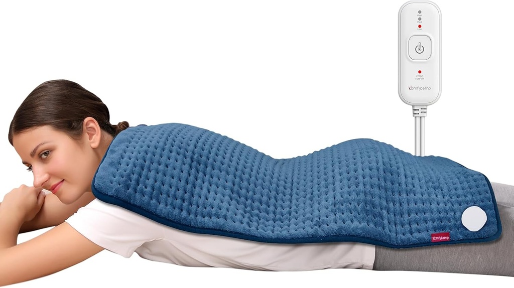 Comfytemporary Heating Pad voor rugpijn verlichting, Extra Large Heating Pad XXL, Verjaardagscadeaus voor vrouwen mama haar vrouw, 17'x 33' King Size Elektrische Verwarmingspads voor periode Krampen (blauw)