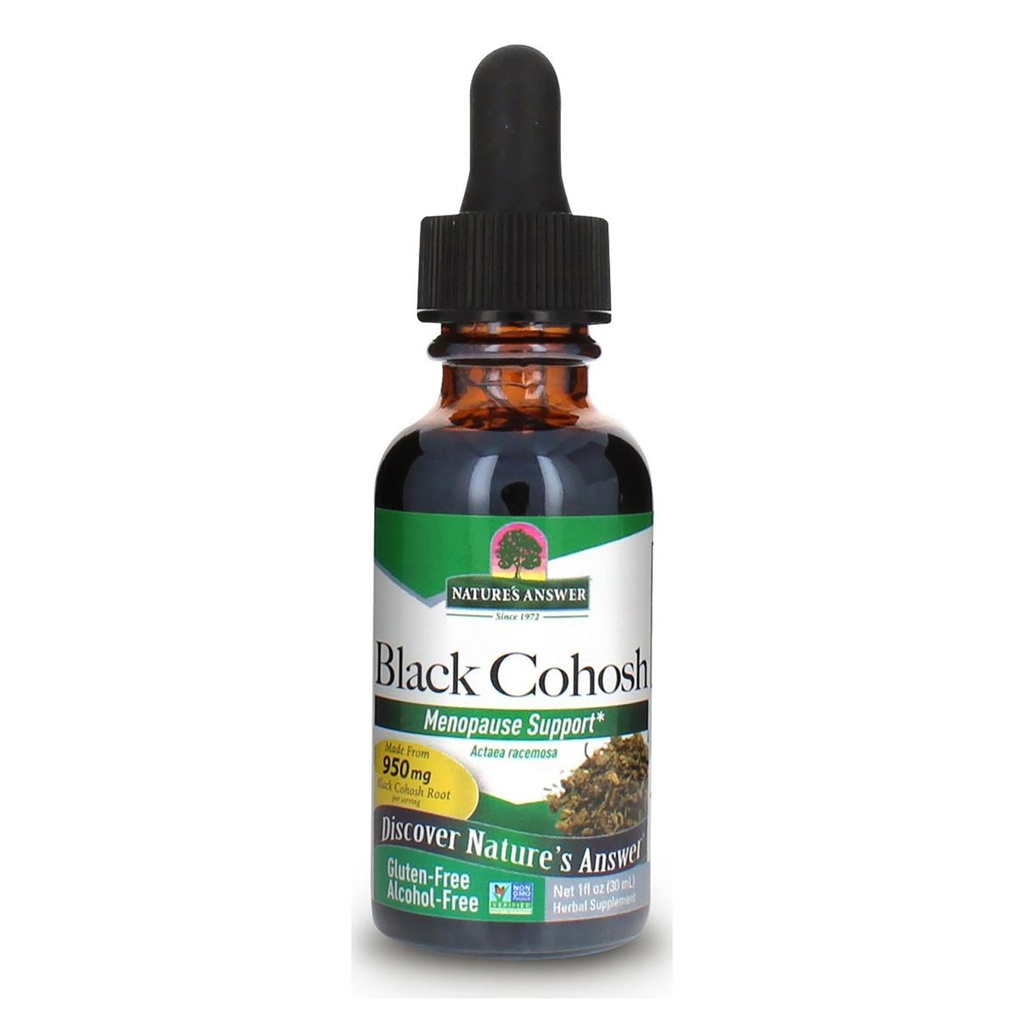 Antwoord van de natuur Biologische Alcoholvrije Zwarte Cohosh Extract 1 Ounce voor Menopauze Ondersteuning - Kosjer, Glutenvrije Menopauze Hot Flashes - Supplementen voor vrouwen, Verenigde Staten Made