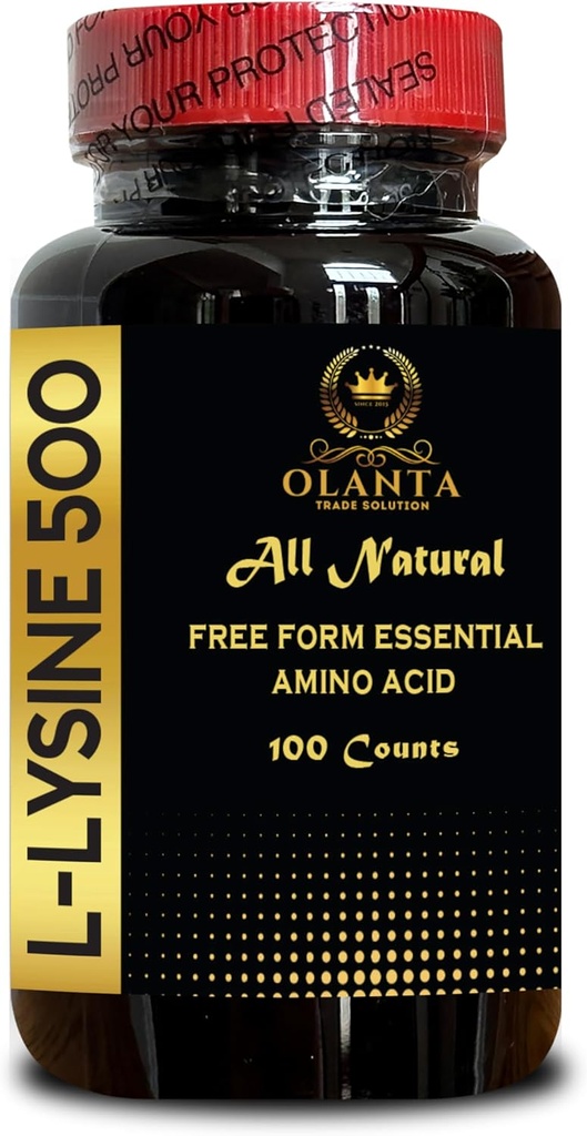 L-LYSINE 500 - Vrije vorm Aminozuren, Lysine Complex, Immune Support, Lip & Skin Health Supplement, Ondersteuning Hormone verordening, L-Lysine supplement - 1 fles 100 Tellingen