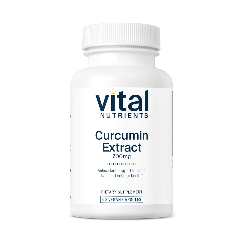 Nutriments vitaux Extrait de Curcumine 700mg de supplément de Curcumine végétalien avec extrait de poivre noir Support antioxydant pour la santé articulaire, hépatique et cellulaire*