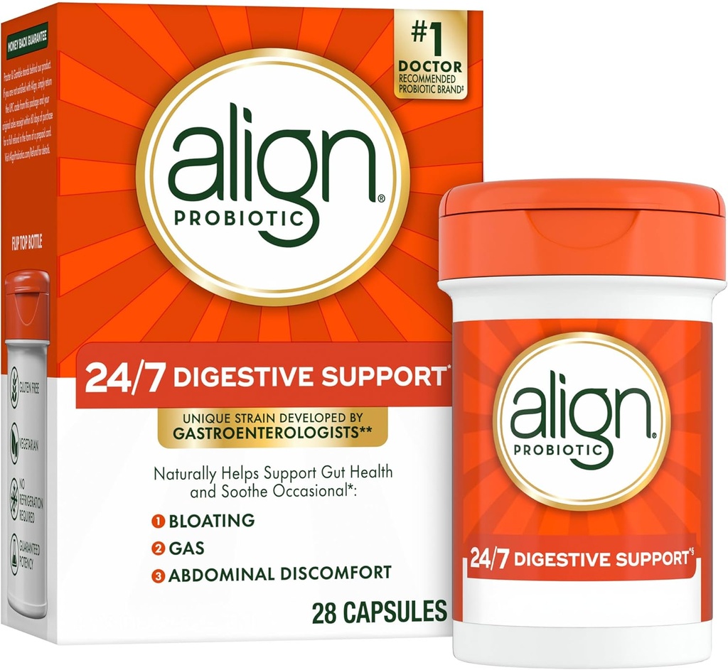 Uitlijnen Probiotica, Probiotische Supplement voor Dagelijkse Digestieve Gezondheid, 28 capsules, #1 Aanbevolen Probiotica door Gastroenterologen (Verpakking mei Vary)