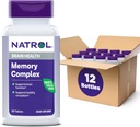 Complexe de mémoire de Natrol avec Ginkgo Biloba 120mg et vitamine B, supplément alimentaire pour la santé cérébrale et le soutien de la mémoire, 60 comprimés, 30 jours d'approvisionnement (paquet de 12)