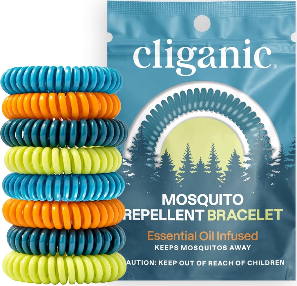 Cliganic 20 Pack Mosquito Afstotende Armbanden voor Volwassenen & Kids - Natuurlijke DEET-Free Bands, individueel verpakt