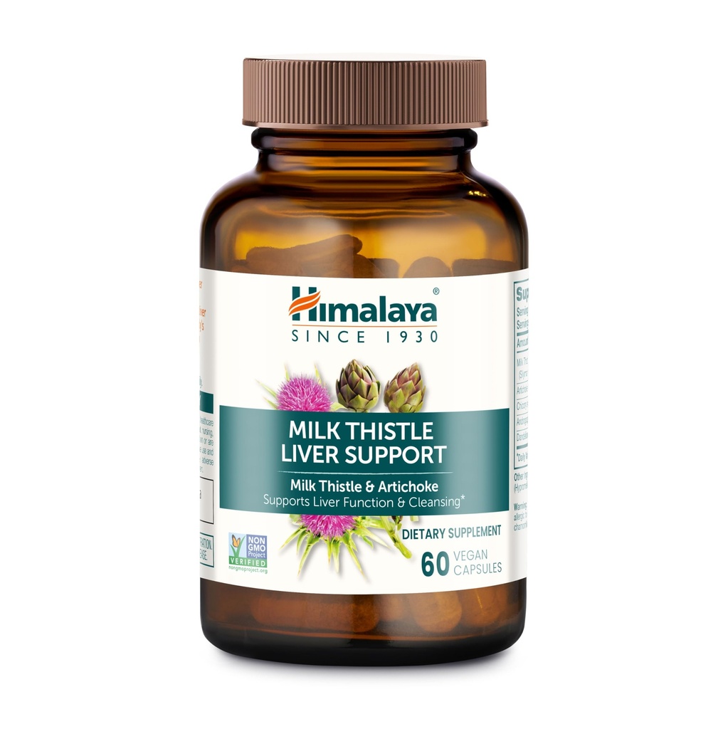Himalaya Melkdistel Lever Ondersteuning - met Chicory, Andrographis, Dandelion, en Silymarin voor Lever Reiniging, Detox en Functie - Vegan, Non-GMO, Glutenvrij, 350 mg, 60 Capsules