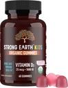 YUM-V'S Strong Earth Organic Vitamin D3 Gummies (1000 IU Vitamin D 3 per Serving, 60 Count) Bone & Immune Support Vitamin D Gummies, Vegan Chewable Vitamins