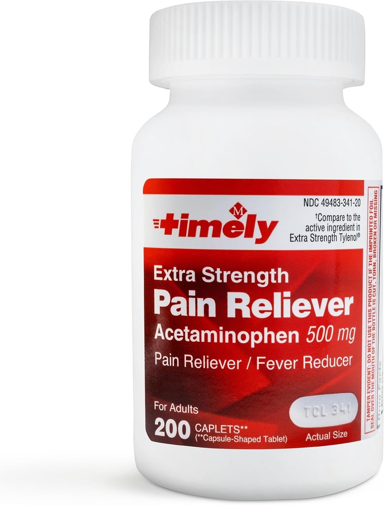 TIME-CAP LABS, INC. Tijdig Acetaminofen 500 MG tabletten 200 Tel - Extra sterkte pijnverlichting - Menstruele krampen, koortsreducer, lichte pijn van artritis