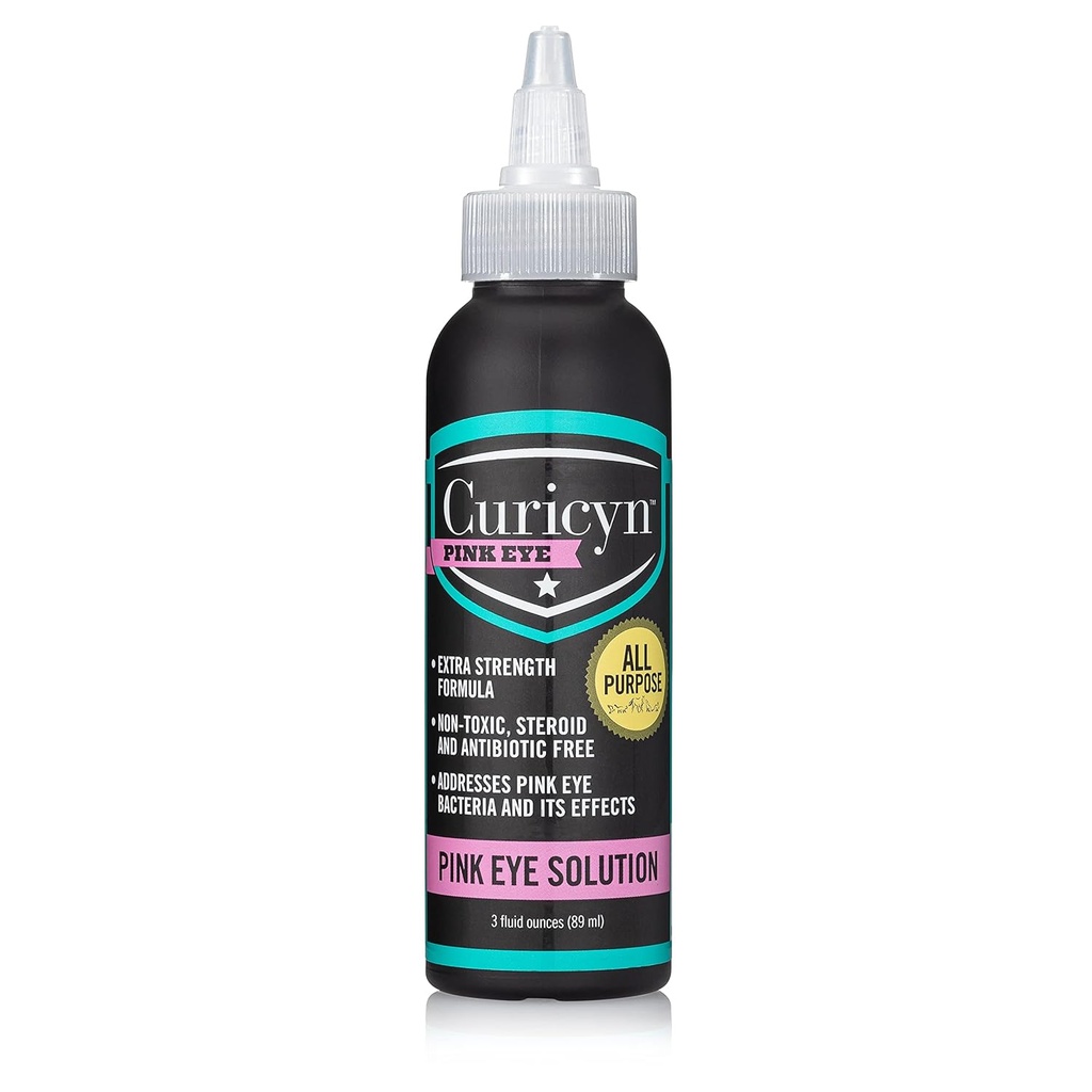 Curicyn Pink Eye Solution (3 oz), Hondenoogdruppels, Conjunctivitis Oogdruppels voor honden, katten, dieren en paarden, Hondenoog wassen met gezuiverde Anolyte, veilige en verzachtende hondenoogdruppels voor infectie