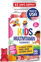 Gommies multivitamines pour enfants - 90 vitamines à croquer - Supplément quotidien avec 14 vitamines essentielles pour les 2 ans et plus - Comprend les vitamines A, C, D, E, Végétarien B6 et B12, Zinc, Biotine