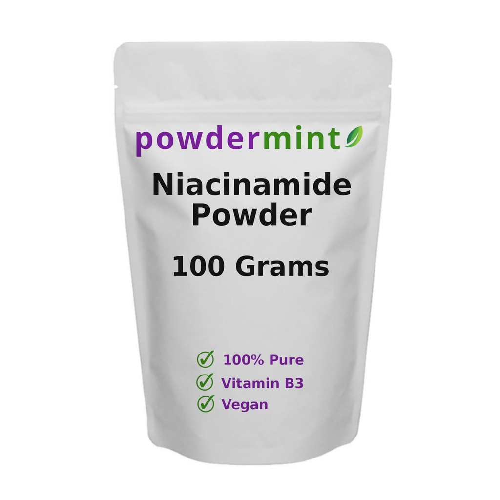 Niacinamidepoeder (Vitamine B3) Pure Niacin Poeder 500 mg Flush-Free Supplement (100 Gram)