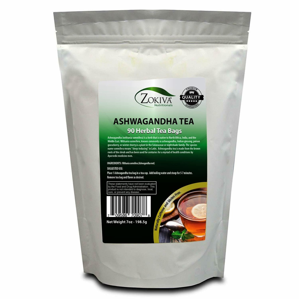 Ashwagandha Thee Biologische 90 Tassen Premium Kwaliteit 100% Pure Root - Withania Somnifera