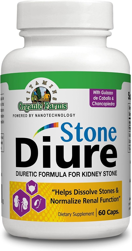 Diure Stone - 60 Caps - Diuretic Formula - 100% Natural - Dietary Supplement