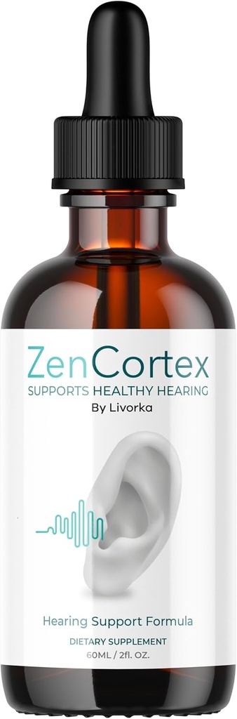 LIVORKA ZenCortex Drops, Liquid Supplement, oordruppels, gehoorsteun Formule, 1 fles gedurende 30 dagen