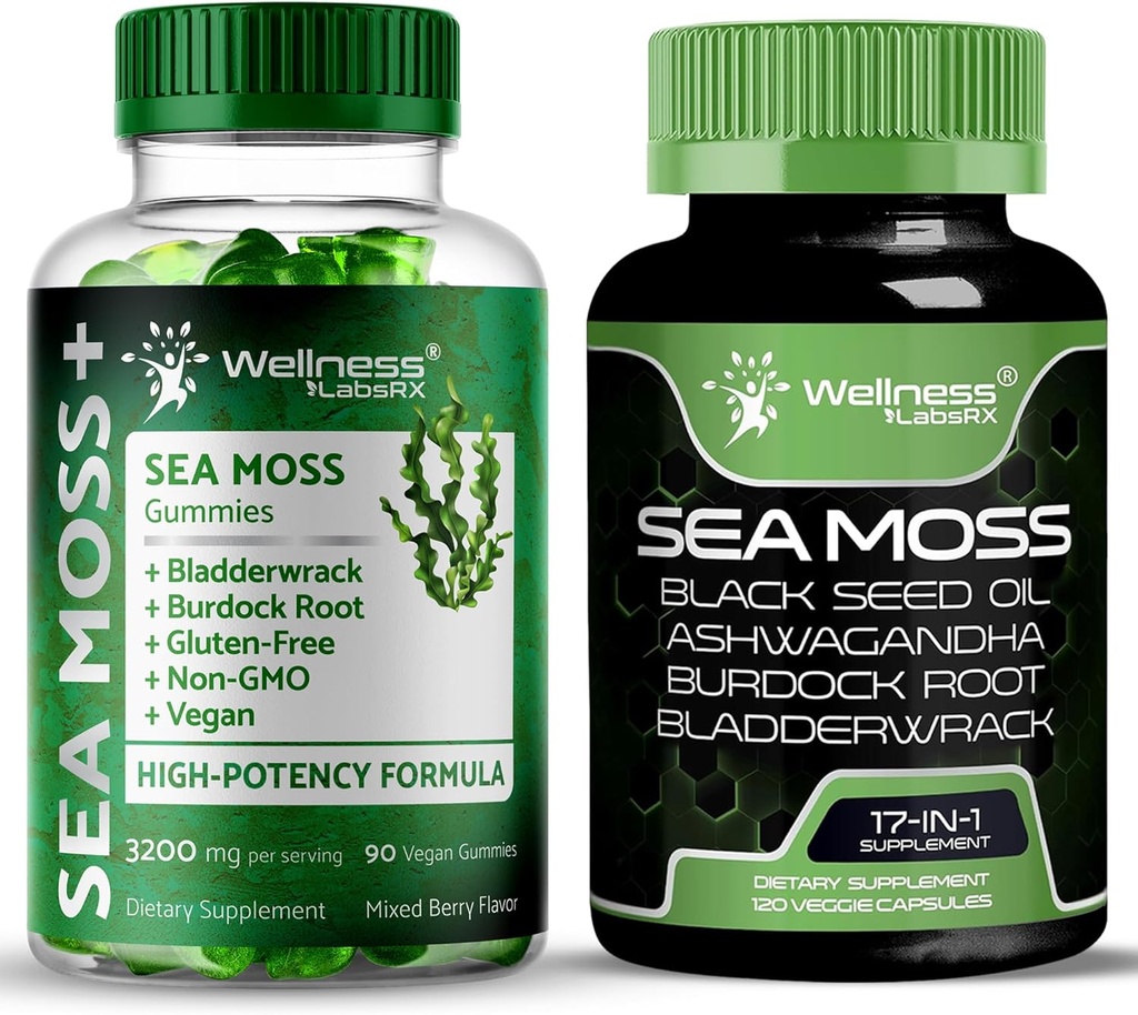 WELNESS LABSRX Irish Sea Moss Capsules - Sea Moss Gummies 3200mg