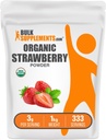 BulkSupplements.com Organic Strawberry Powder - Fruit Powder from Organic Strawberries - No Sugar Added & Gluten Free, 3g per Serving, 1kg (2.2 lbs) (Pack of 1)