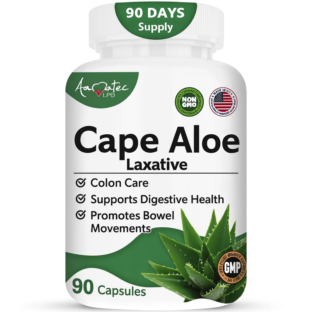 Cape Aloë Natural Laxative Supplement- Constipatie Relief- Regulate Bowel - All-Natural Herbal Detox- Weight Management Supplement- Digestie Help Dieetsupplement- 90 Caps- Non-GMO