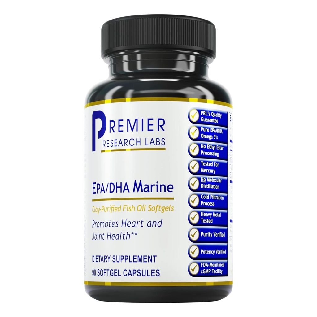 Premier Research Labs EPA DHA Marine Softgels - Omega 3 Fish Oil, EPA DHA Omega 3 Supplement, Fatty Acids for Women & Men, Natural - 90 Softgel Capsules