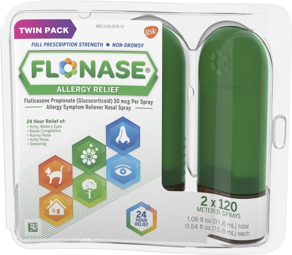 Spray anti-allergie à la flonase, 24 heures de médecine anti-allergie non somnolente, spray anti-allergie mesuré - 0,54 Fl Oz (paquet de 1)
