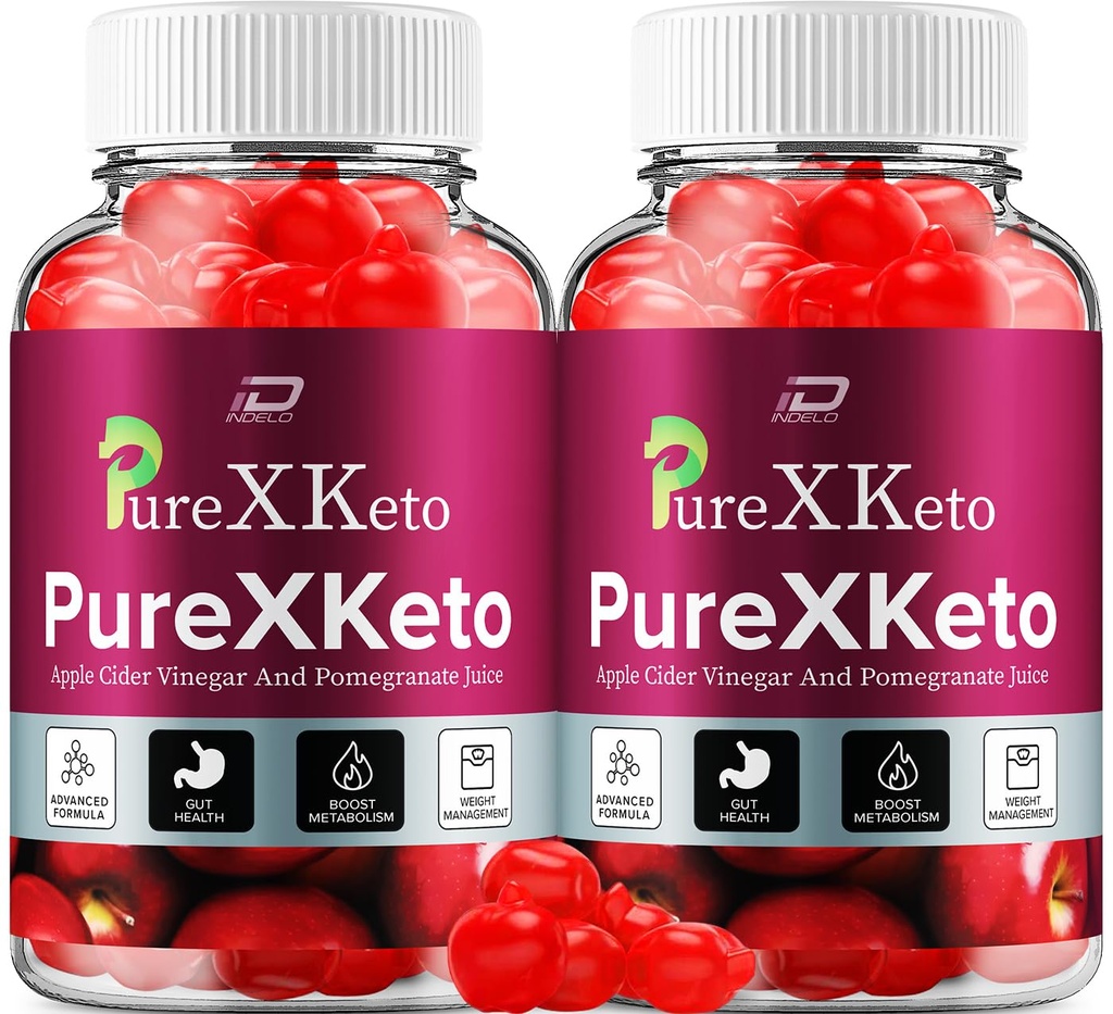 PureXKeto ACV Gummies Supplément diététique - PureX Keto Keto ACV Gummies avec vinaigre de cidre de pomme et jus de grenade, Pure X Keto Gummies Avis, Gestion avancée du poids (2 Pack - 120 Gummies)