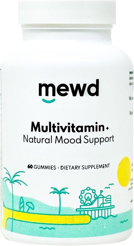 MEWD Adult Daily Multivitamine Gummy met L-Theanine, IJzer, Essentiële Vitaminen, Vegan, Glutenvrij, 60 Tellen