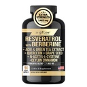 Supplément resvératrol avec extrait de thé vert berbère, cannelle Ceylan, graines de raisin & Quercetin1000mg Quercetin, N Cystéine d'acétyle, Acai