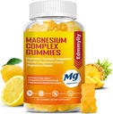Triple Magnesium Complex Gummies Supplement voor vrouwen en mannen Suikervrij Hoge Absorptie Magnesium Glycinate, Taurate, Malate, Citrate Complex Supplement met Vitamine B6, B12 & D3 voor volwassenen...