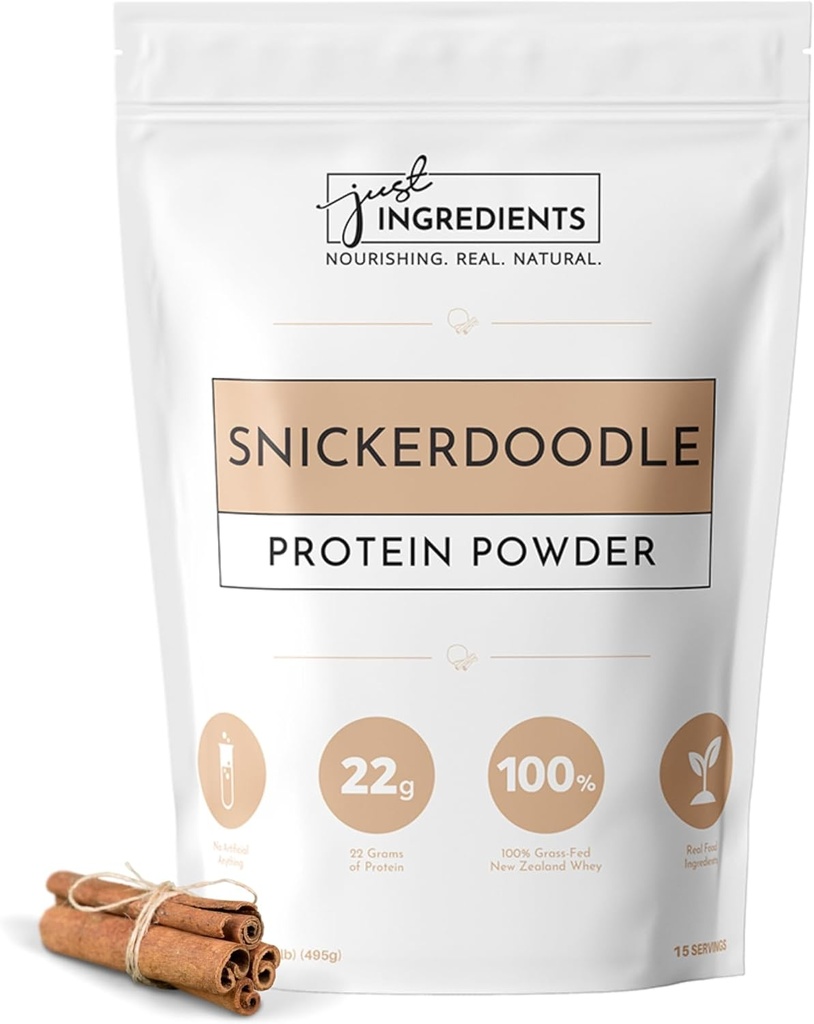 Gewoon Ingrediënten Proteïnepoeder Snickerdoodle Proteïnepoeder Gemaakt met 100% Gras Fed, Non Denatured Wei Vier verschillende eiwitbronnen 