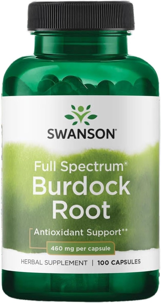 Swanson Burdock Root Rein & Live Support - Detox Skin aide à éliminer les toxines du corps - soutenir le bien-être et le système immunitaire sain - supplément antioxydant à base de plantes (460 mg 100 capsules)