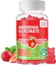 90 CT Magnesium Glycinate Gummies - Suikervrij Magnesium Kalium Supplement met Vitamine D, B6, CoQ10 voor Kalm Mood & Slaap Ondersteuning - 90 Aardbei Gummies
