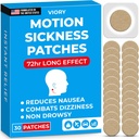 VIORY Motion Maladie Patches pour voitures et bateaux, navires, croisières et avions et autres formes de transport - essentiels de voyage, pour les adultes et les enfants (30 comtes)