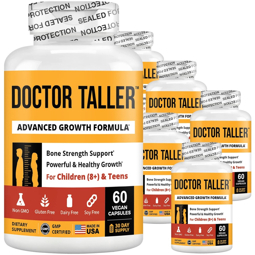 NuBest Doctor Taller - Height Growth Formula - Supports Height Growth and Immunity - Keto with Calcium, Vitamin D3, Vitamin K2, Amino Acids & Herbs for Children (8+) - 6 Pack | 6 Month Supply