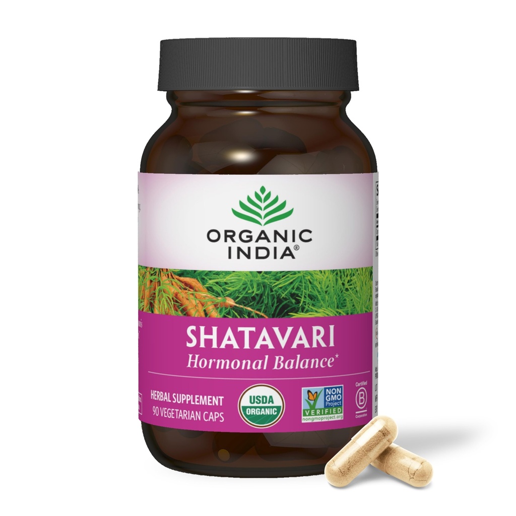 ORGANISCHE INDIA Shatavari Capsules - Kruidensupplement, Ondersteunt Hormonale Balance, Immuun Systeem Ondersteuning, Veganistisch, Glutenvrij, USDA Biologische, Ondersteunt Reproductieve Gezondheid - 90 Capsules