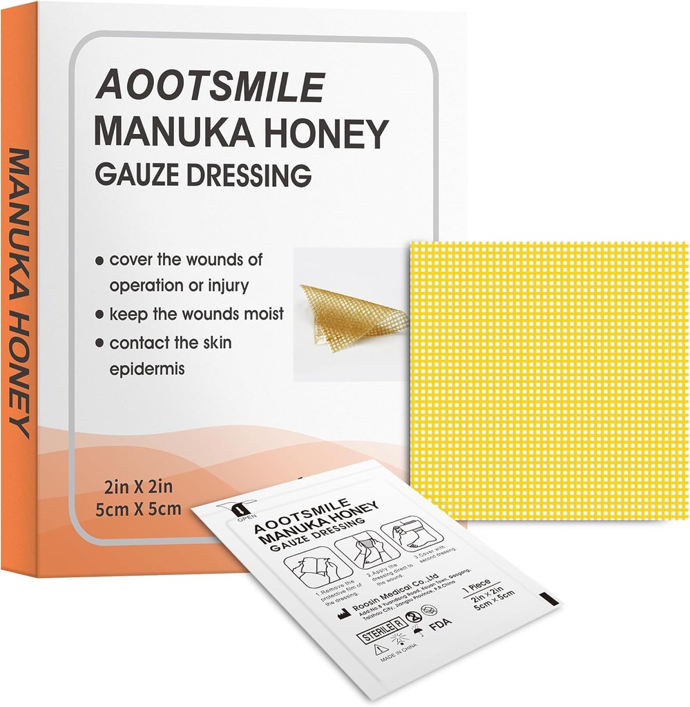 Manuka Honey Wound Care - Honey Wound Dressing 2" x 2" Honey Medical Bandage Wound Care Patch for Minor Abrasions, Snijwonden, Lacerations, Scald and Burns for Wound Healing,10 Stuks