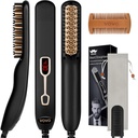 VOVO Baard Straightener Comb Upgrade Professional 2 in 1 Mannenbaard Straightening Verwarmd Haar Straightening Borstel Draagbaar Anti-Burn 6 Temperatuur Verstelbaar met LED Display voor thuis en reizen