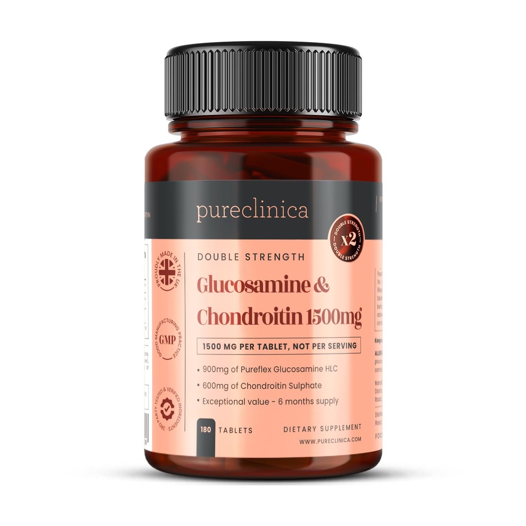 Pureclinica Hoge sterkte 1500mg Glucosamine HCL & Chondroitin x 180 tabletten