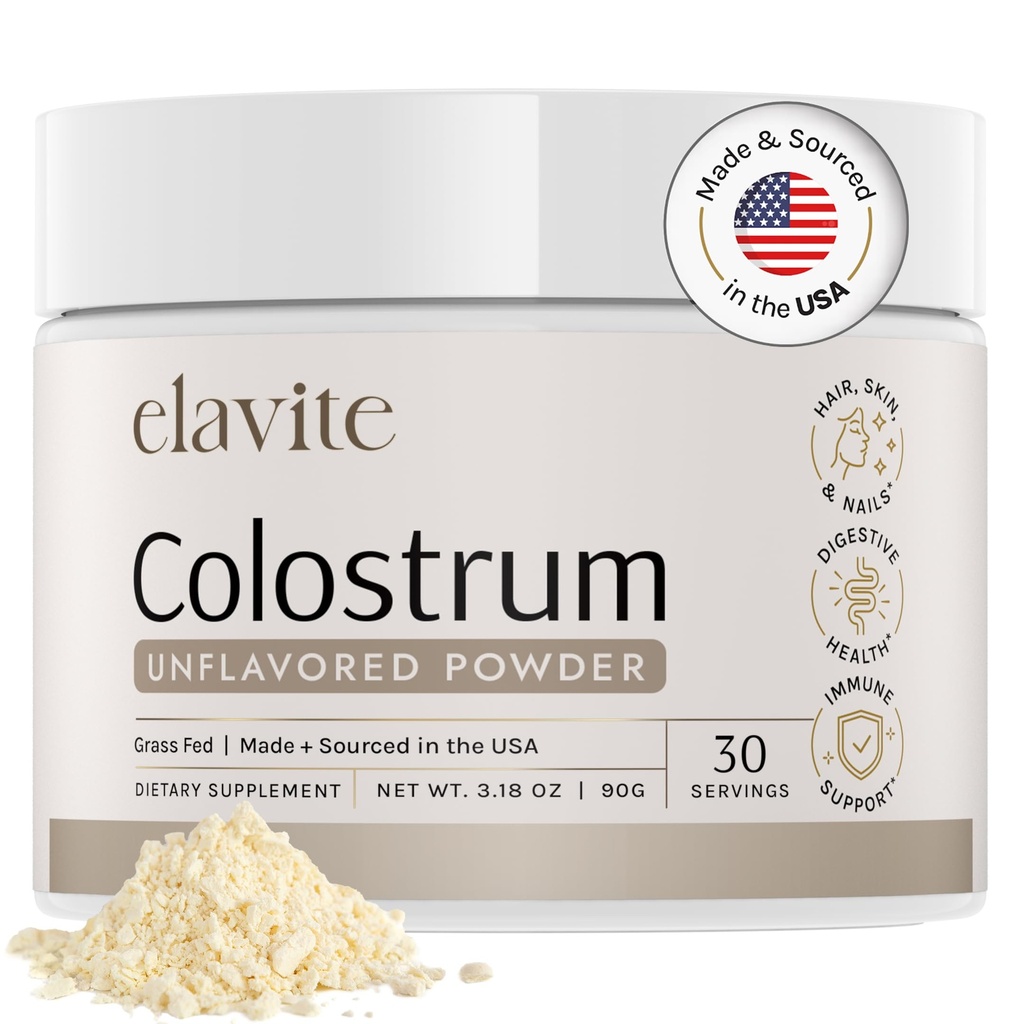 Bovine Colostrum Powder (Unflavored) Grass Fed Colostrum Supplement for Gut Health, Immune Support Healthy Hair, Skin & Nails - 30 Servings