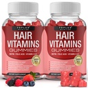 Hair Vitaminen Gummies supplement Sneller haargroei Gummie 5000mcg Biotine, Foliumzuur, Vitamine C & E, Ondersteuning Sterker & dik haar, huid, nagels, niet-GMO, voor mannen Vrouwen, 60 Berry Flavored Gummies