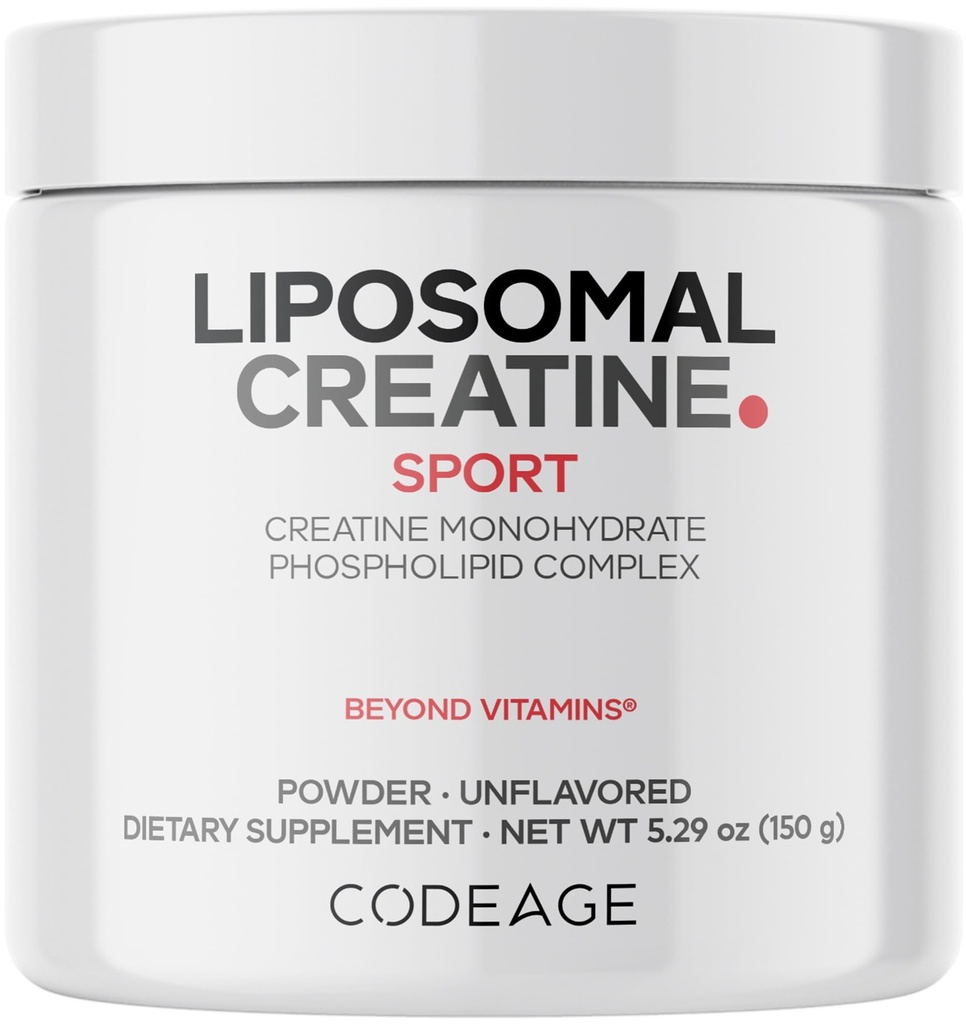Codeage Liposomale Creatine Powder Supplement, Pure Creatine Monohydraat 5000mg, Pre Workout & Post Workouts - Unflavored Creatine, Micronized Creatine Powder - Creatinine for Sports - 30 Servers
