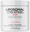 Codeage Liposomale Creatine Powder Supplement, Pure Creatine Monohydraat 5000mg, Pre Workout & Post Workouts - Unflavored Creatine, Micronized Creatine Powder - Creatinine for Sports - 30 Servers