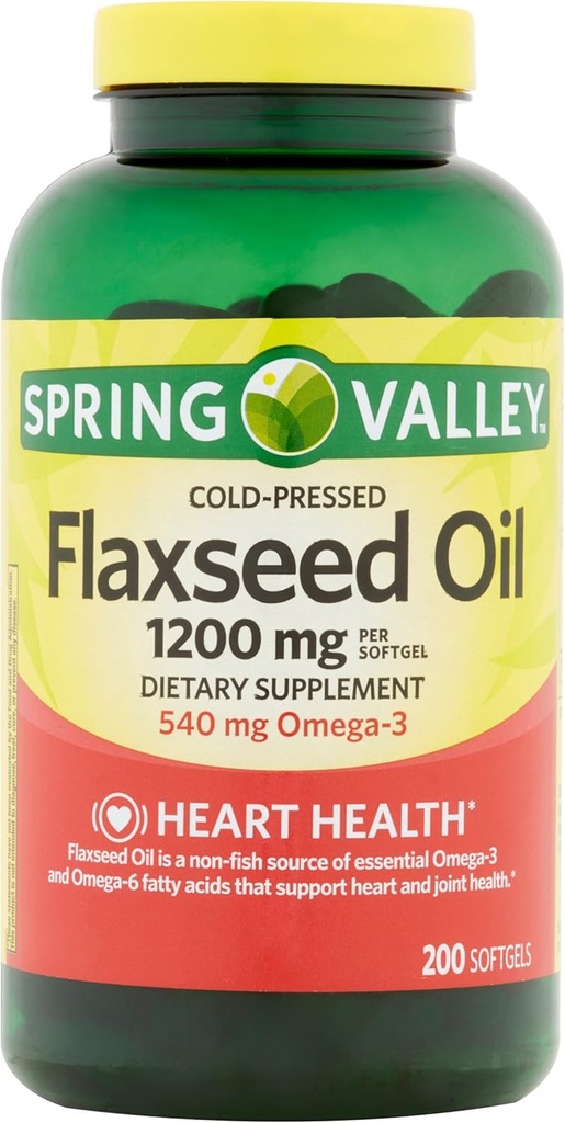 Spring Valley - Vlaszaadolie 1200 mg, 200 Softgels