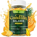 Candida Support Oregano Oil Gummies, Candida Cleanse Detox Supplement voor vrouwen & Mannen, Ondersteuning Gut Health & Immune Support, Natuurlijke Ananas smaak, 60 Tellen