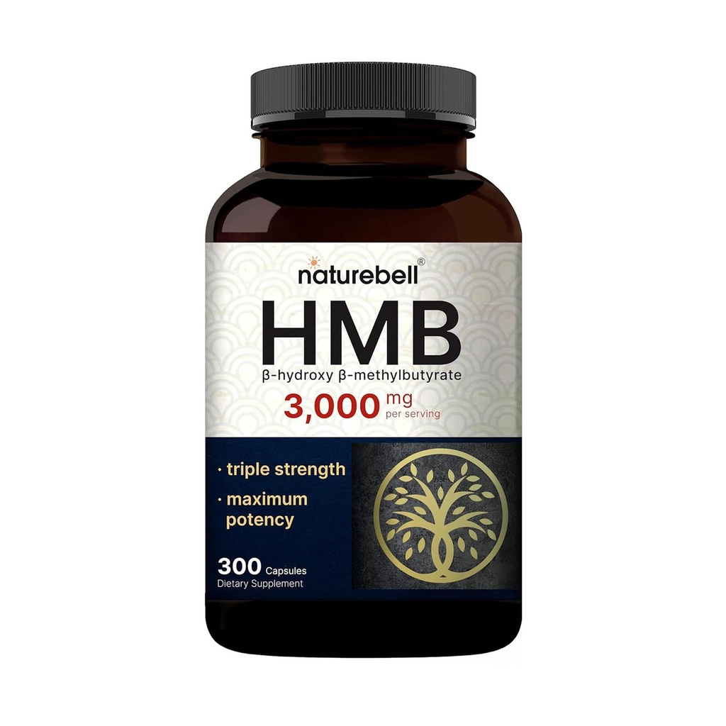 NatureBell HMB 3.000 mg per portie 300 capsules, 3X Triple Strength HMB Beta-Hydroxy Beta-Methylbutyraat Supplement 
