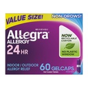 Allegra Adult 24-Hour Allergie Relief Gelcaps, Non-Drowsy Indoor and Outdoor Allergie Medicine, 180 mg Fexofenadine HCI Antihistamine Pill, 60-Count