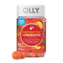 OLLY Probiotic + Gummy prébiotique, soutien digestif et santé des intestins, 500 millions d'UFC, fibre, supplément alimentaire pour adultes pour les hommes et les femmes, pêche, 60 jours d'approvisionnement - 60 comtes