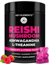 Natuurlijke reishi paddo Gummies & L Theanine met Ashwagandha - Krachtige paddo supplementen voor Immune Support, Stress Relief & Improve Slaap Gummies - Ashwagandha Gummies voor vrouwen en mannen